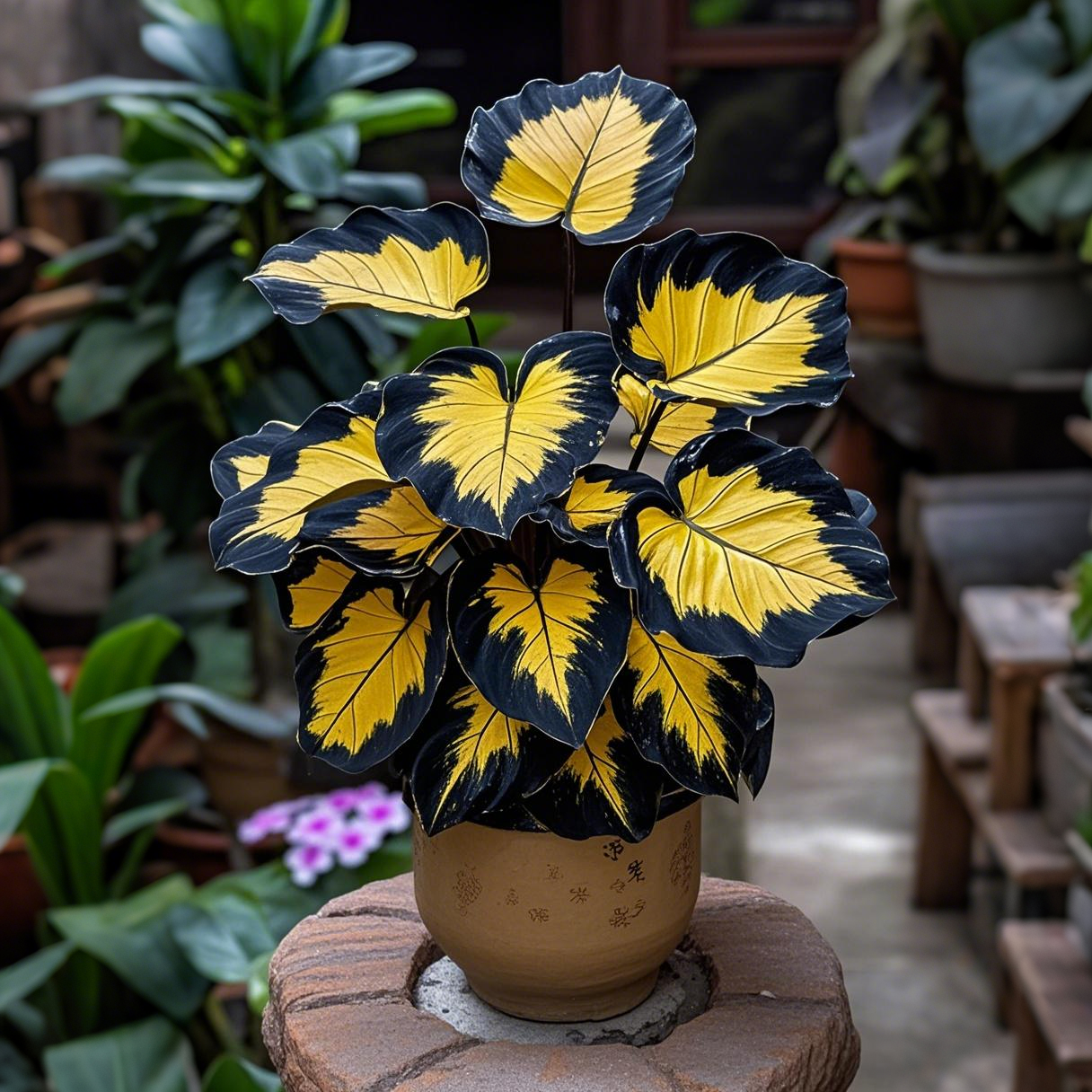 Alocasia magok Neon Blaze cserepekben 🍃