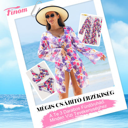 👙 Női divatos, szexi, nyomtatott fürdőruha 3 darabos szett
