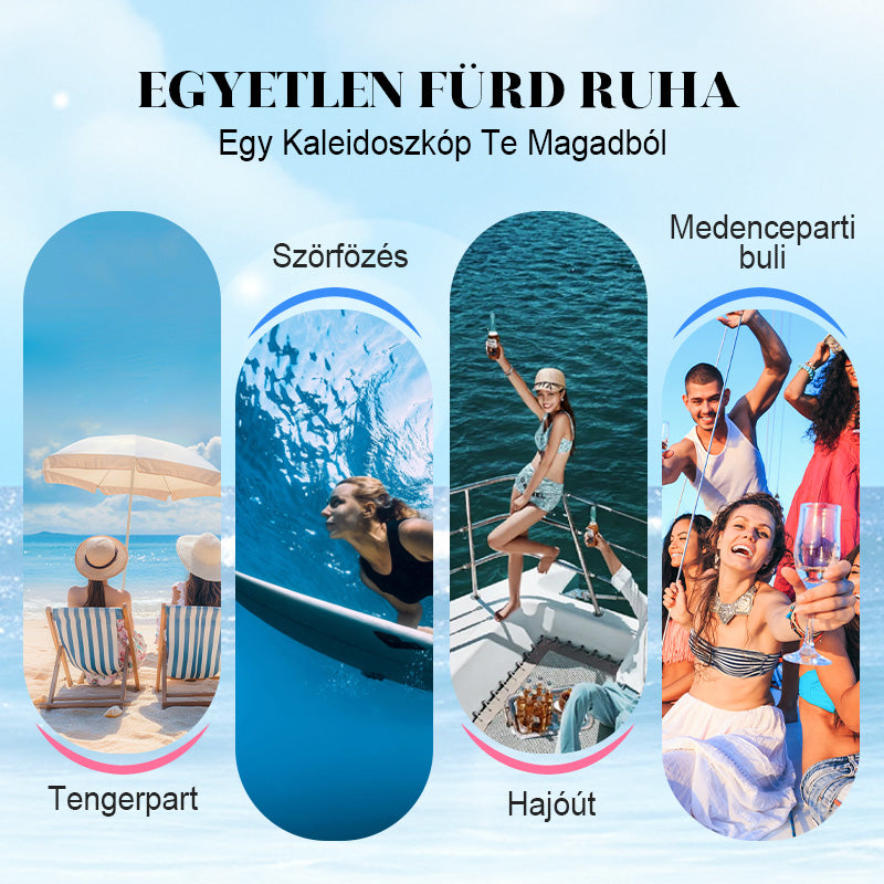 👙 Női divatos, szexi, nyomtatott fürdőruha 3 darabos szett