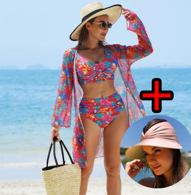 👙 Női divatos, szexi, nyomtatott fürdőruha 3 darabos szett