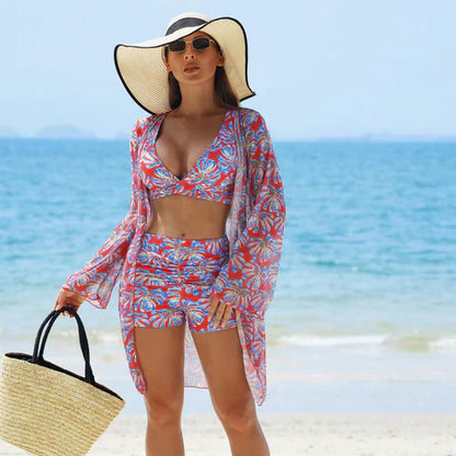 👙 Női divatos, szexi, nyomtatott fürdőruha 3 darabos szett
